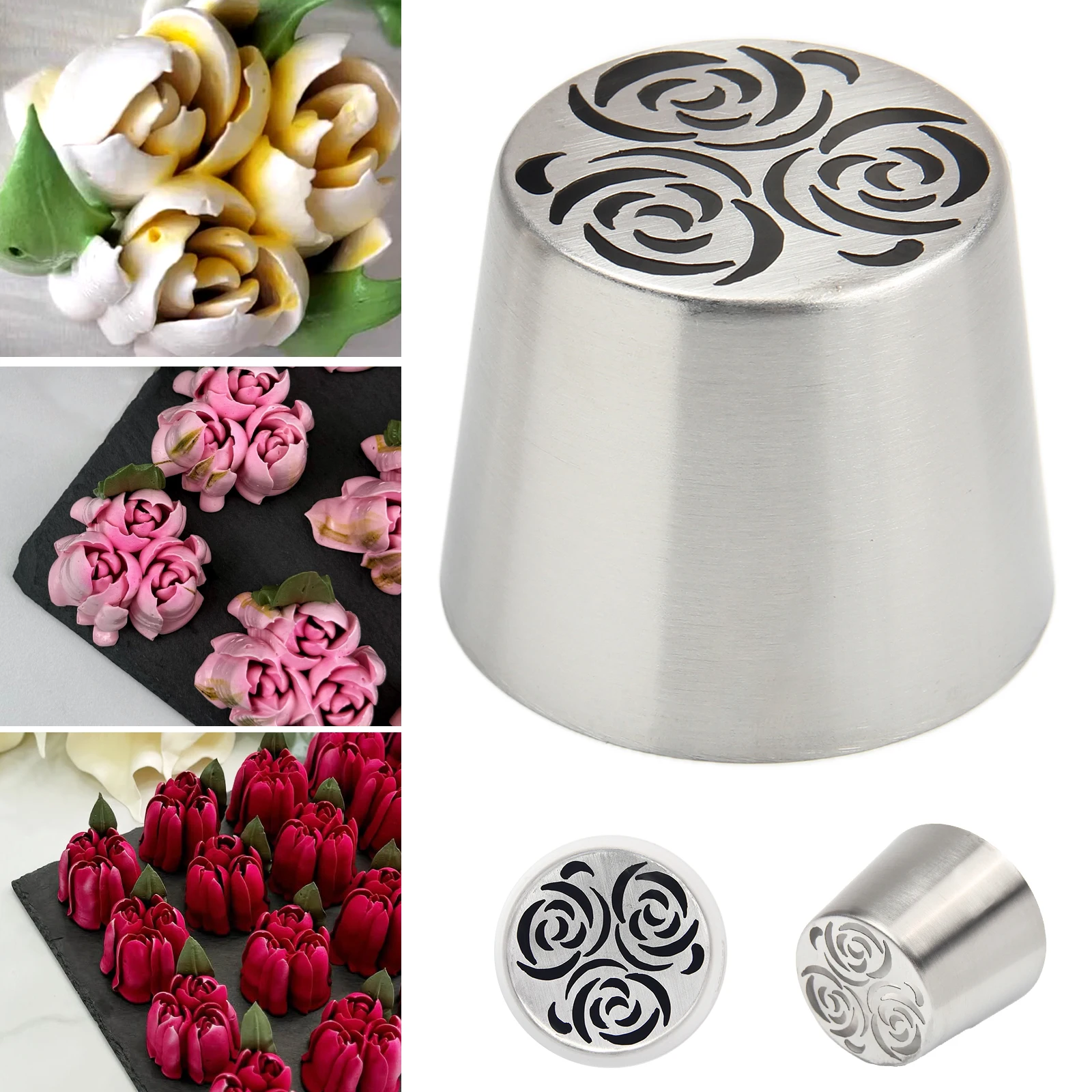 

Extra Large Russian Triple Flower Framing Spout Valentine's Day Cotton Candy Bouquet Buttercream Frosting Cake Decoration SL63