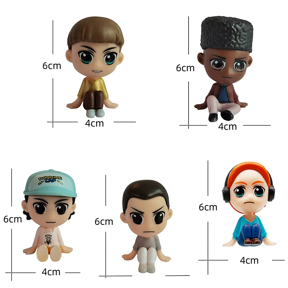 8 szt. Anime Stranger Things Blind Box Figurki w wersji Q, siedzące, Jane Ives/Will Byers, figurka akcji, statuetka na biurko, zabawka, prezent