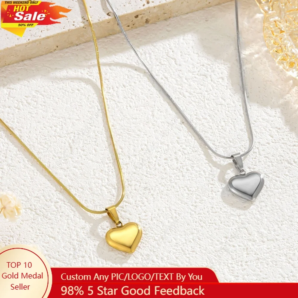 الفولاذ المقاوم للصدأ الحلو الحب القلب قلادة ثعبان سلسلة قلادة للنساء الذهب اللون سلسلة الترقوة غير يتلاشى مجوهرات هدايا جديد