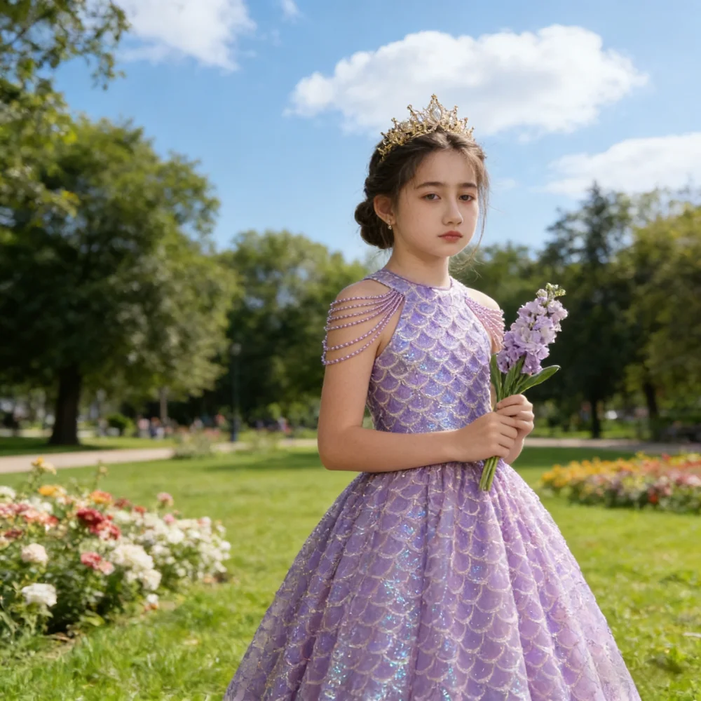 Gown Formal BirthdayLuxury Girls Princess Dress High End Party  Outfit Elegant Pageant Performance Piano Recital Flower Girl