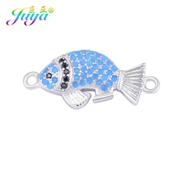 Juya DIY Luxury Gift Jewelry Making Accessories Micro Pave Turquoise Zirconia Fish Animal Butterfly Charm Connectors Supplies