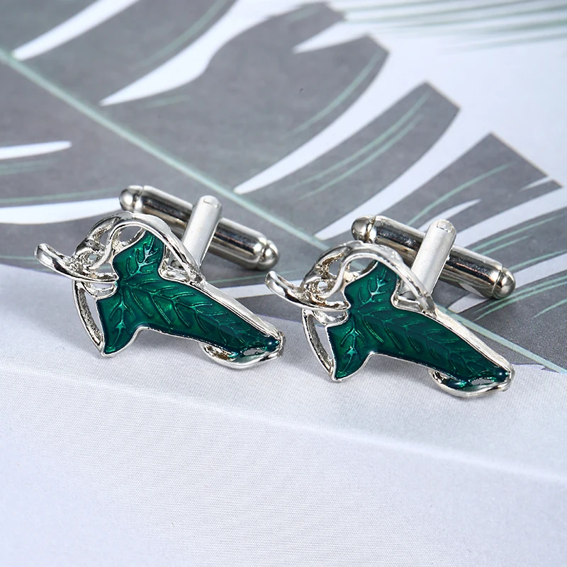 Gemelos de hojas de elfo para mujer, joyería de moda, Unisex, clásico, reina elfo, hojas verdes, regalos
