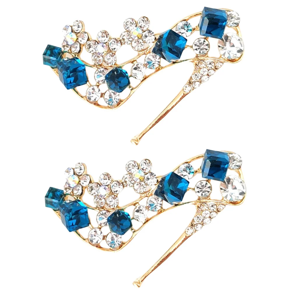 2 قطعة حجر الراين عالية الكعب بروش كريستال شارة الحذاء للنساء مجوهرات الأزياء ديكور الإكسسوارات الملونة حقيبة قبعة دبوس