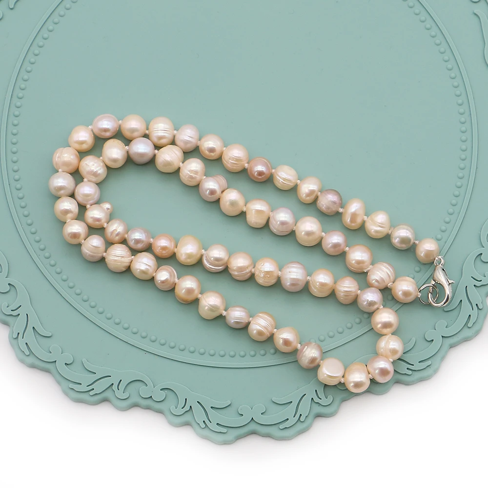 

Natural Freshwater Screw Round Pearl Necklace With Edison Pearl And Lobster Clasp Design Jewelry Accessory Fashion Woman Gift