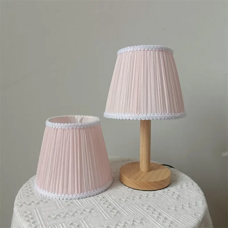

DIY Handmade Lampshade Pink Nylon Yarn Table Lamp Lampcovers Light Accessories