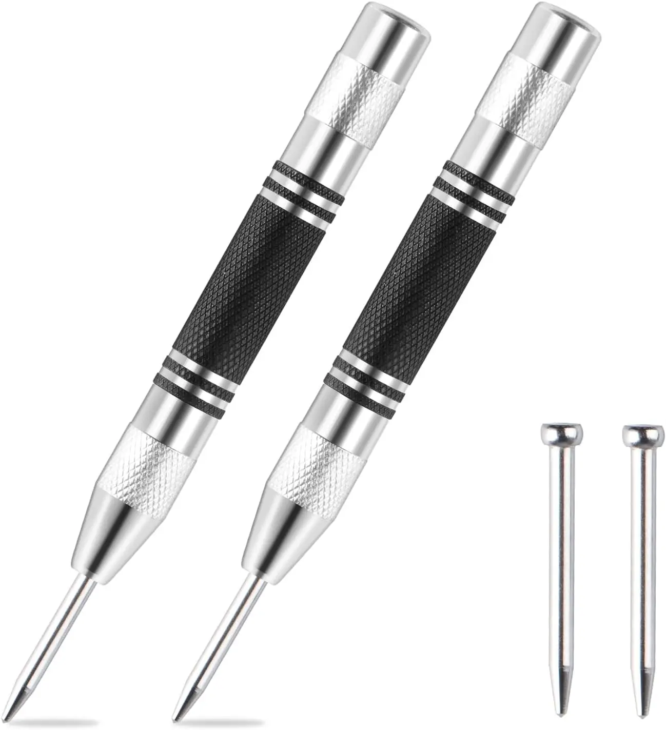 Easy-to-use, durable, versatile 5-inch automatic center punch set for machinists, carpenters, and DIY enthusiasts. Features spri