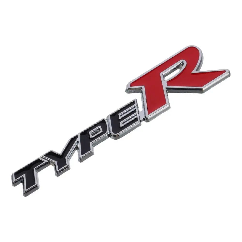 2Pcs Letter Style Type-R Logo Car Emblem Black,Red Zinc alloy Racing Sport Car Bumper Badge 3D Metal Badge Decals