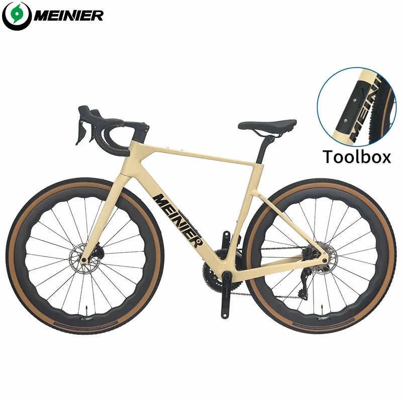 Carbon-Gravel-Bike mit max. 700x57C Reifen, DI2 12s elektronischer Schaltung, Öl-Scheibenbremsen, Carbon-Gravel-Lenker, Gravel-Rennrad
