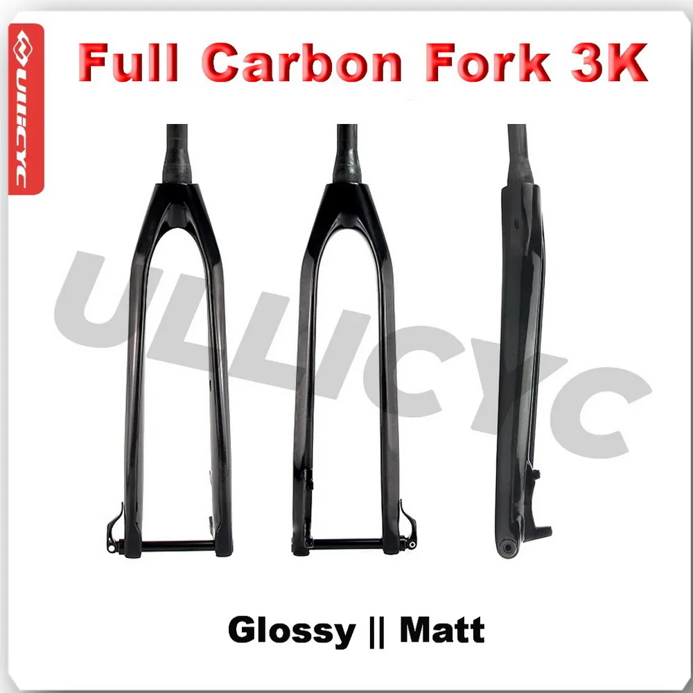 ULLICYC Full Carbon Fork 3K Glossy/Matt 26/27.5/29' MTB For Mountain Bikes Fork Carbon Bicycle Tapered Thru Axle 15x100mm Fork