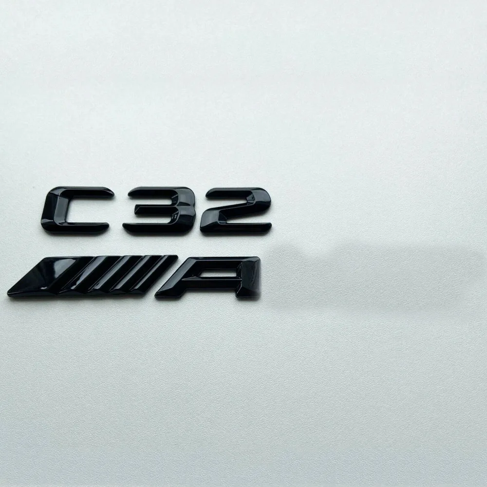 For Mercedes Benz AMG C32 Car 3D Decorate Badge Lettering AMG C32 Emblem Sticker Black Gloss New Accessories