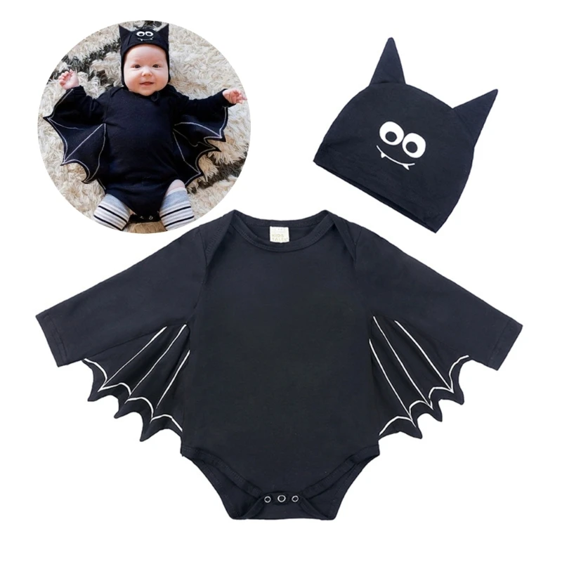 

Stylish Infant Cotton Bat Rompers and Hat Set Halloween Toddler Clothes Jumpsuit