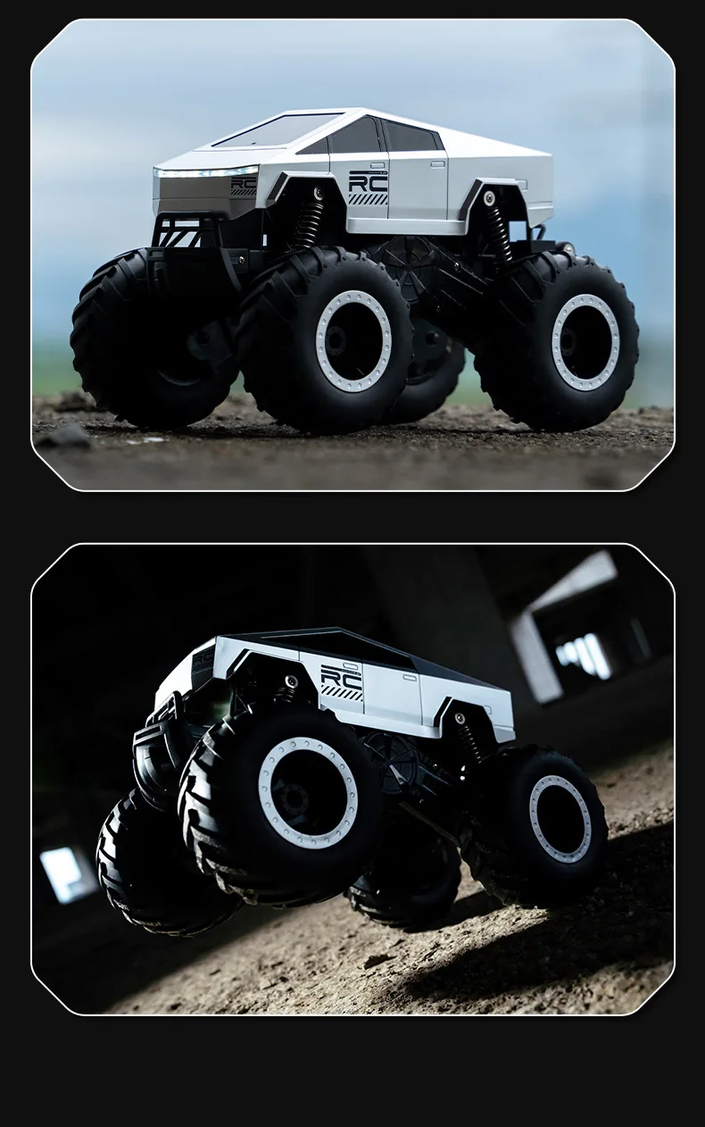 เด็กรีโมทคอนโทรลรถ Cybertruck RC รถของเล่นเด็กรถบรรทุกสะเทินน้ําสะเทินบก 4WD All Terrain Off-Road Pickup 1:16 ขนาด 2.4 GHZ