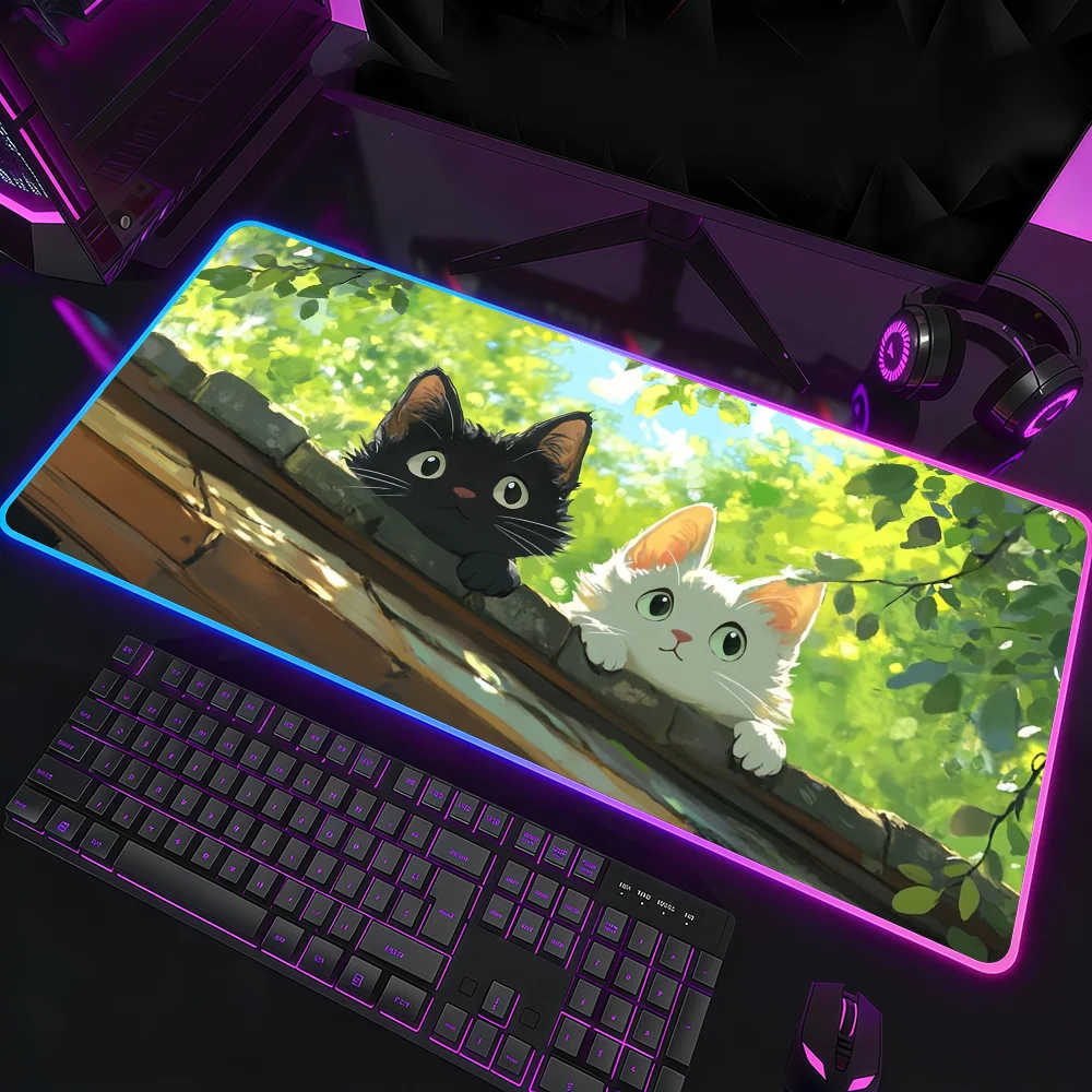 Karikatür Sevimli Kedi Bitki M - Rgb Keyboard Wrist Rest incelemesi ve fiyatı