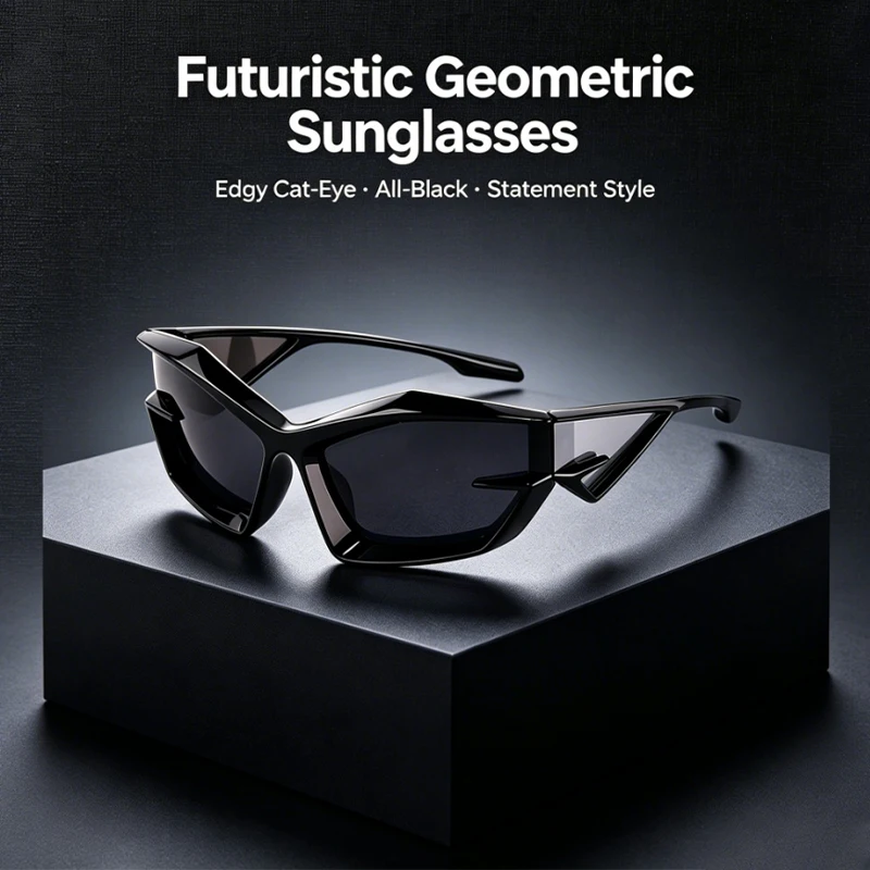 Futuristic Cat Eye Sunglasses for Men Women Ins Style Trendy Statement Fashion Sun Glasses UV400 Protection