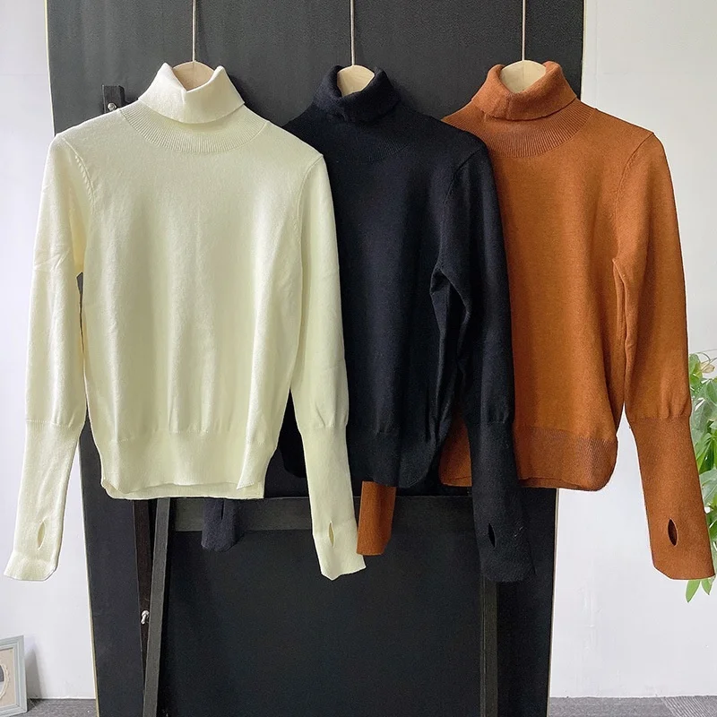 Women's Autumn and Winter New Wool Blended Simple All-match Turtleneck Sweater