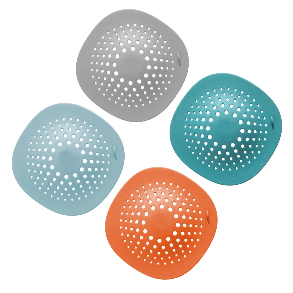 

4pcs Kitchen Sink Drain Filter Floor Strainer Cover Hair Catcher Deep Gray Orange Dark Anti Clog Fits Standard Sinks