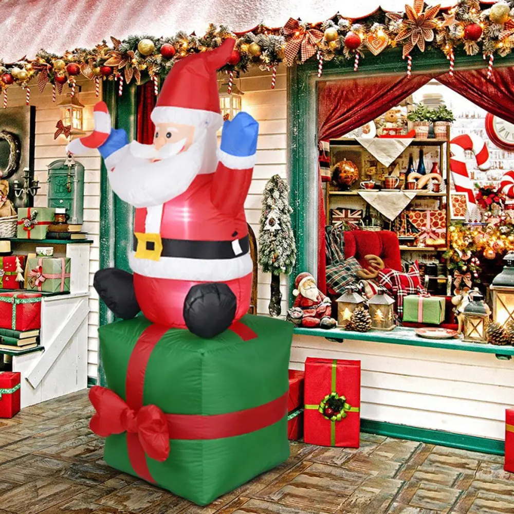 1.8M/6FT Giant Christmas Inflatable Santa LED Light Inflatable ของเล่นเครื่องประดับกลางแจ้ง Xmas New Year Party ตกแต่ง
