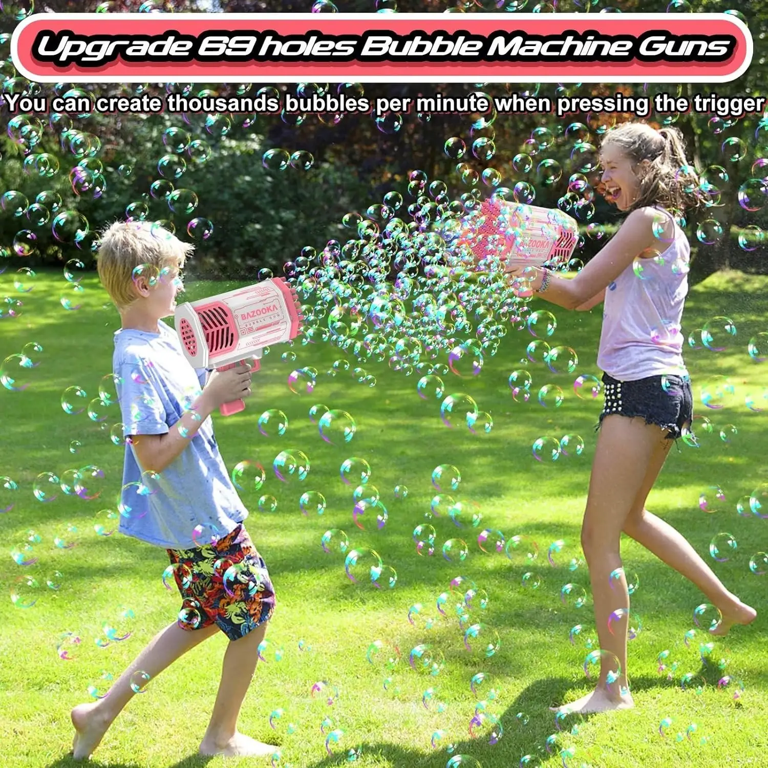 Bubble Machine , Pink Outdoor Summer Beach Kids Bubbles Toys Birthday Wedding Party Fun Gifts for Girls Boys  bubbles for kids