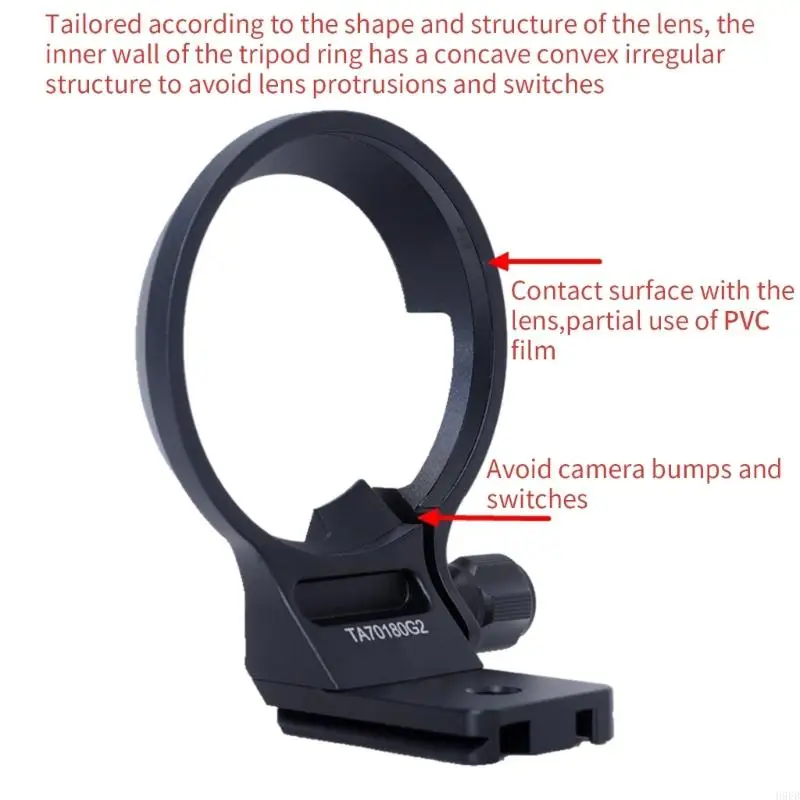 

H9EB Metal Camera Tripod Collar Lens Support Collar 1/4in 3/8in Holes for IS-TA70180G2 Perfect for Photographers