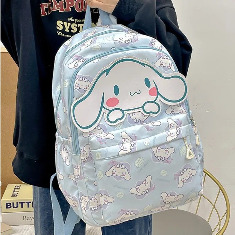 2024 Sanrio Cute Kuromi Melody Cinnamoroll Large Capacity Backpack Boys Girls Cartoon Hello Kitty Kawaii Canvas Schoolbag