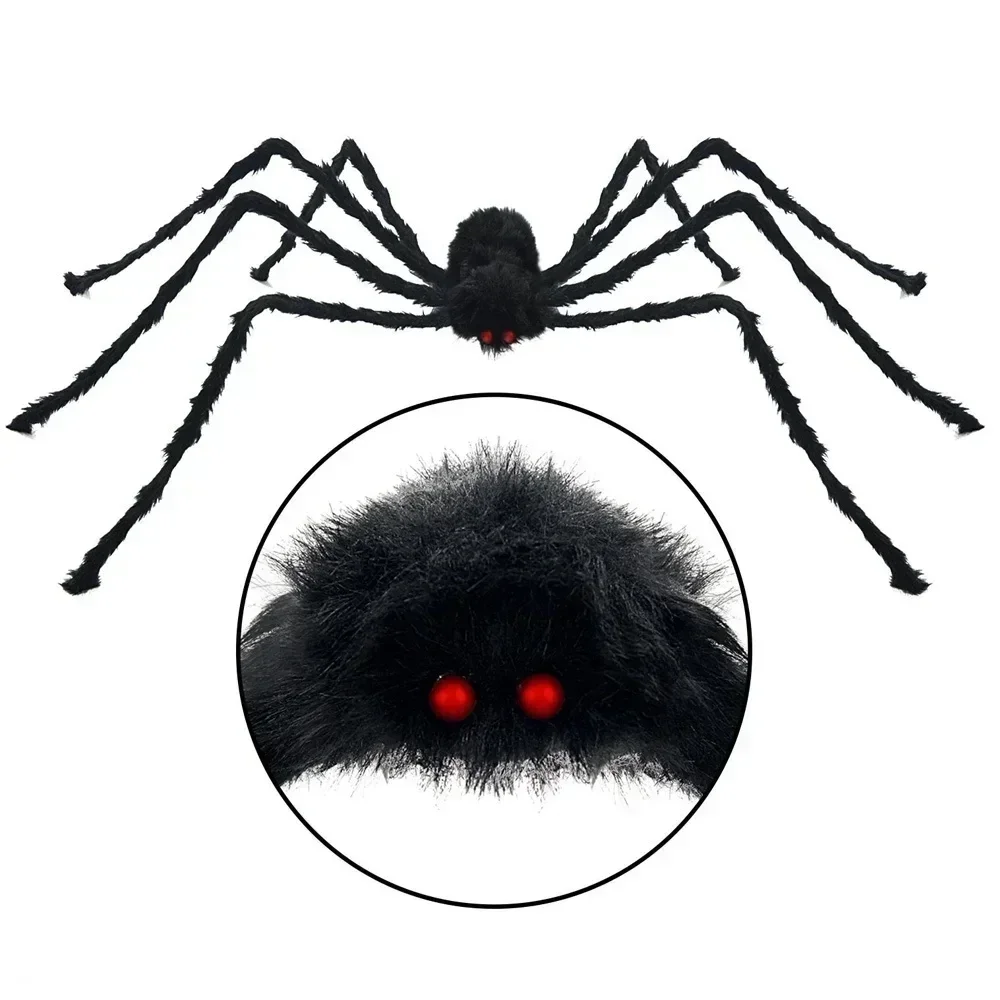 2024 Halloween Giant Black Plush Spider Decoration  Oversized Spider Decoration Props  Party Prank Simulation Plush Spider