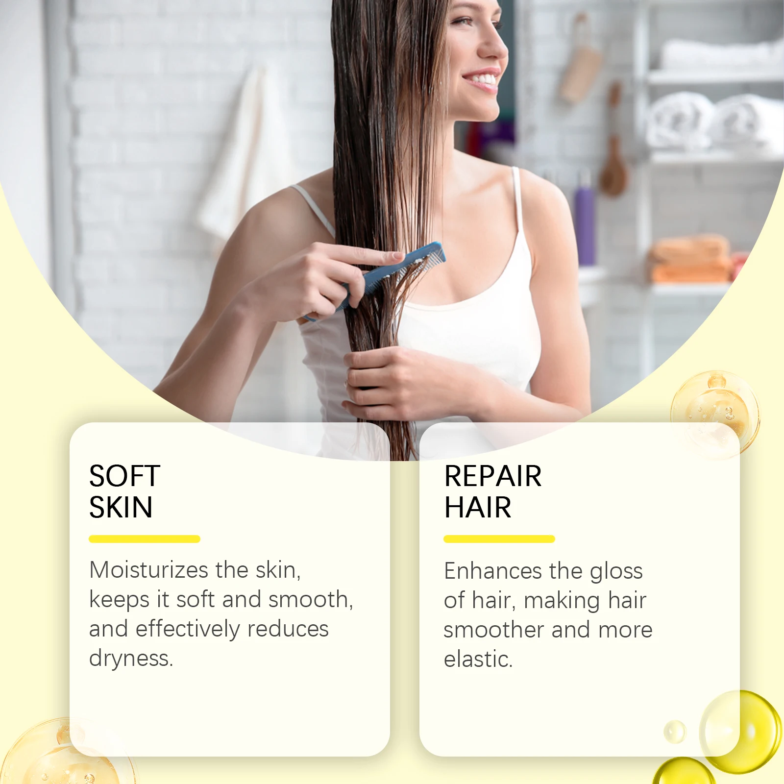 Organic Jojoba Oil Reduce Frizz Split Ends Breakage Nourishing Root Smoothing Hair Essence Shrink Pores Tender Skin Care Serum