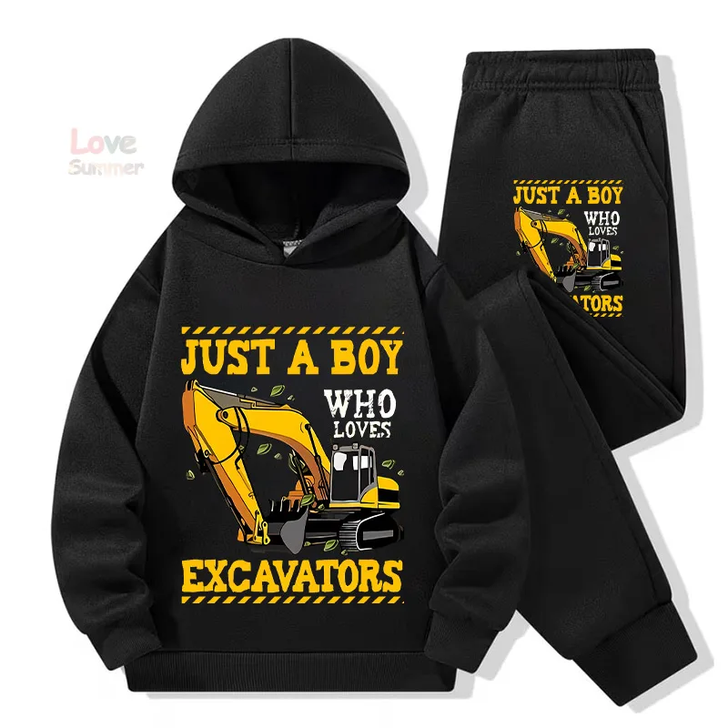 excavator print kids Hoodies children Fashion New Popular Personality Hoodie boy hoodie sets digger print Sweatshirts
