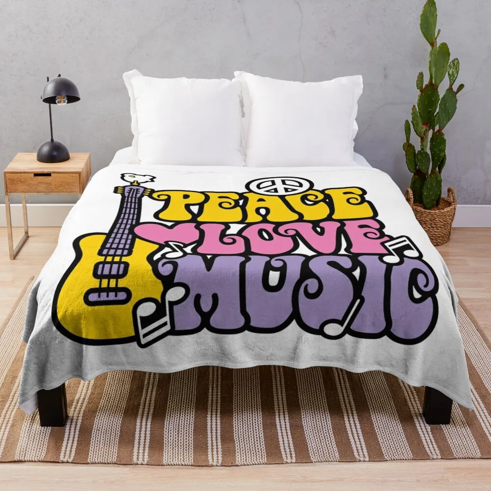 Peace, Love, Music Throw Blanket Summer Decorative Sofa Soft Big Luxury St Blankets