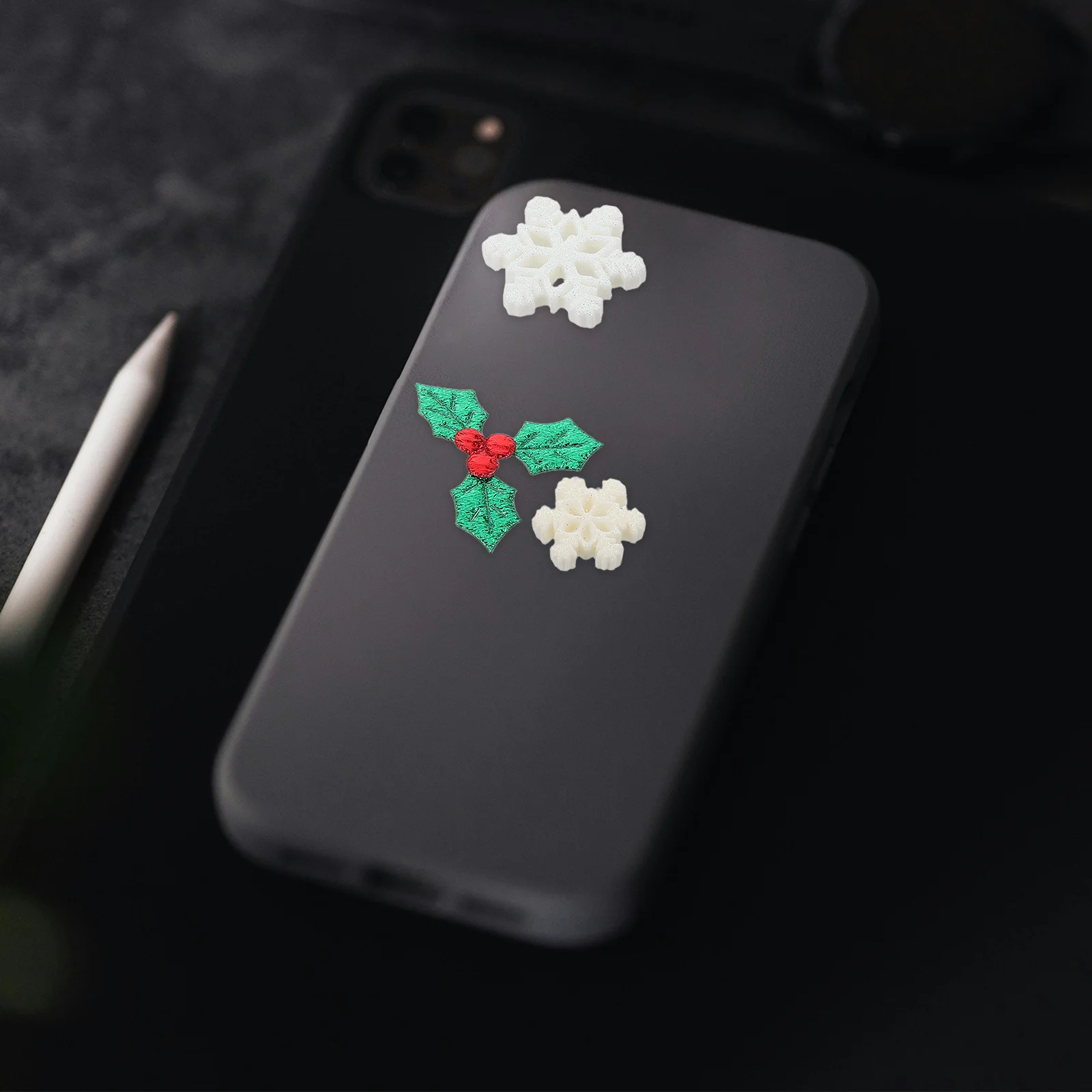 

1Pack Glittery White Snowflake Resin Embellishments Christmas DIY Craft Phone Case Hair Clip Headband Decoration