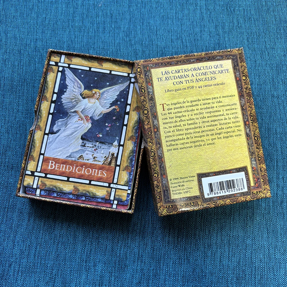 

12 x 8.7 cm Healing with the Angels Oracle Cards - Spanish Edition | with Spanish Keywords | Rigid Box Packaging