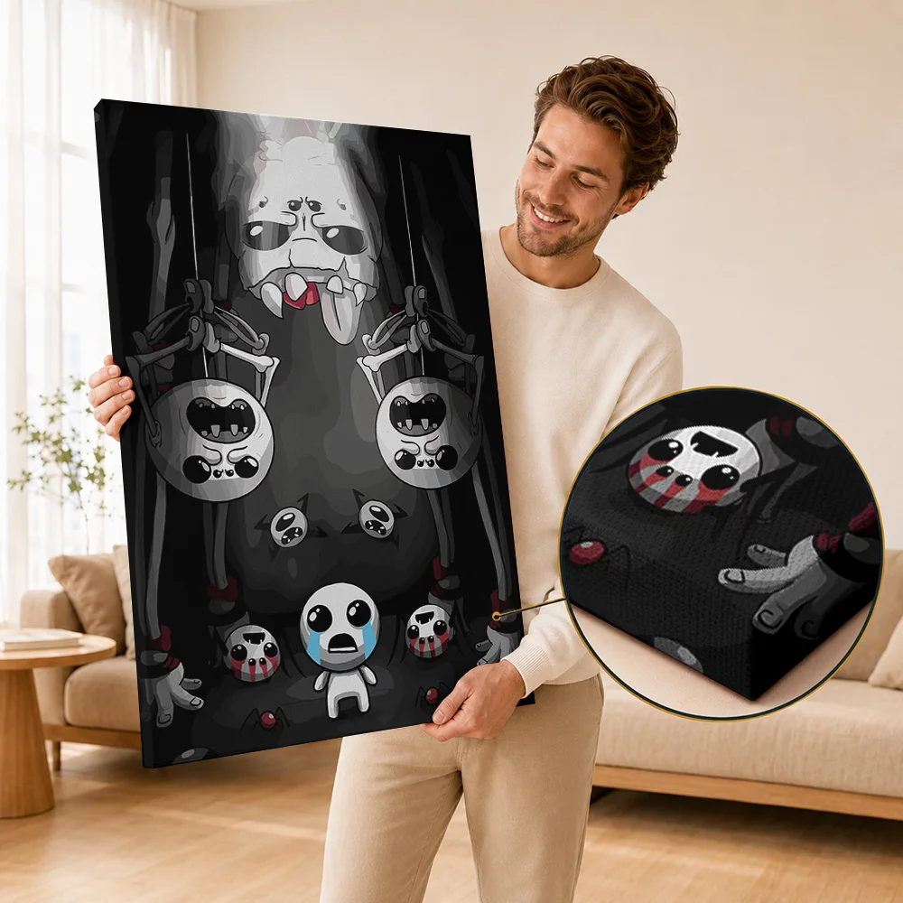 The Binding Of Isaac Framed Canvas Print Poster Personalized Photo Horror Style Wall Paintings Decoration For Bedroom Gamer Gift