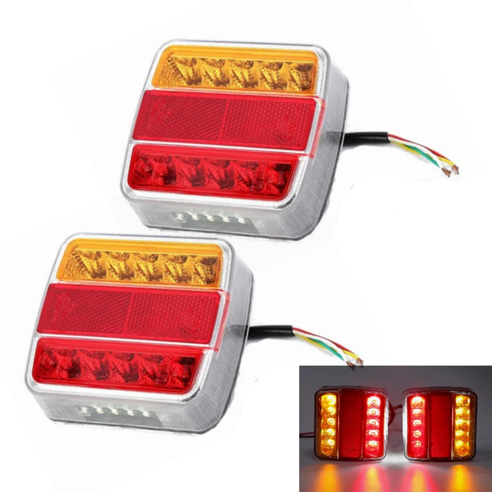 1 Set LED 12V Truck Car Trailer Towing Tail Light Rear Side Brake Stop Number Plate Reflector Indicator Lamp Lorry Caravan Van