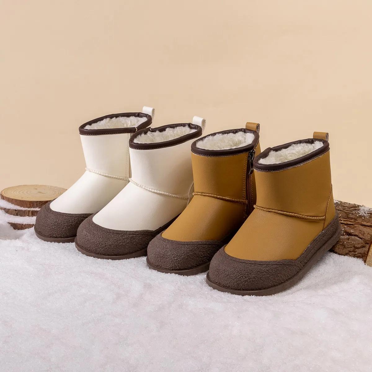 

Kids Snow Boots Winter New Style Children's Short Winter Boot Boys Girls with Plush Warm Cotton Shoes Non Slip Cotton Shoes