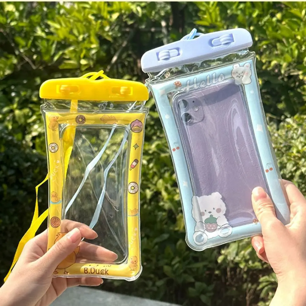 Transparent Mobile Phone Waterproof Bag Cartoon Animals Large Capacity Underwater Dry Bag PVC Sealing Strip