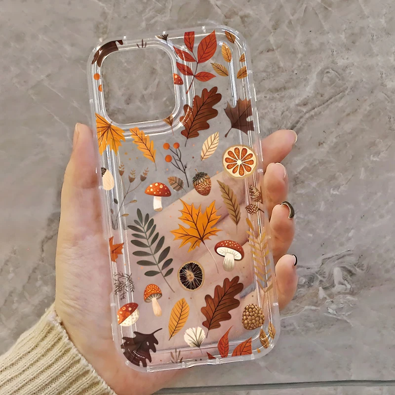 Cases for Xiaomi 14 13 13T 12 12T Pro Mi 11 Lite 5G Phone Case Autumn Leaves Pattern Silicone Clear Soft Shockproof Back Cover