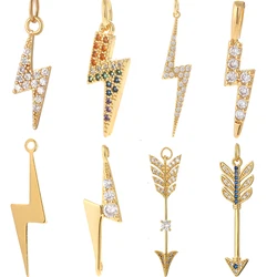 Lightning Charms for Jewelry Making Supplies Shining Pendant gold color Charm Diy Earring Bracelet Necklace Copper CZ Accessorie