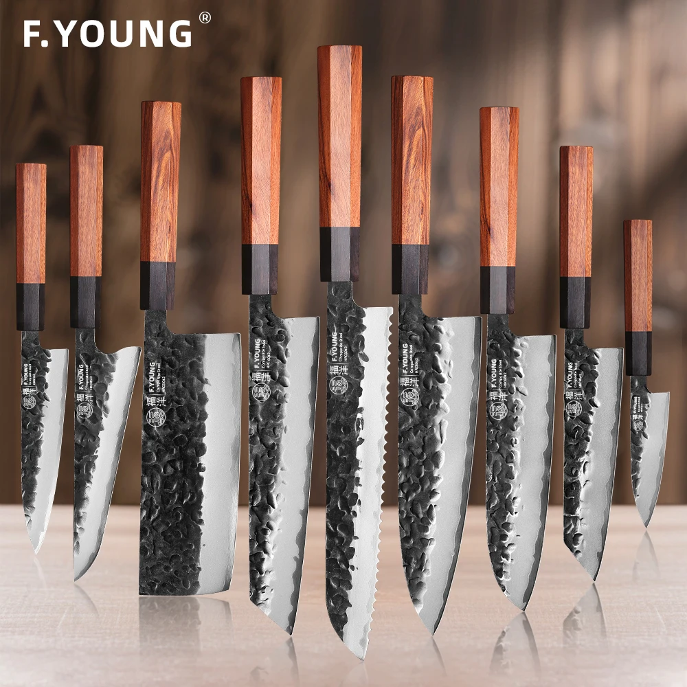 

F.YOUNG Japanese Chef Knife Composite Steel Professional Kitchen Knives Meat Slicing Paring Utility Hand Forged Cooking Utensils