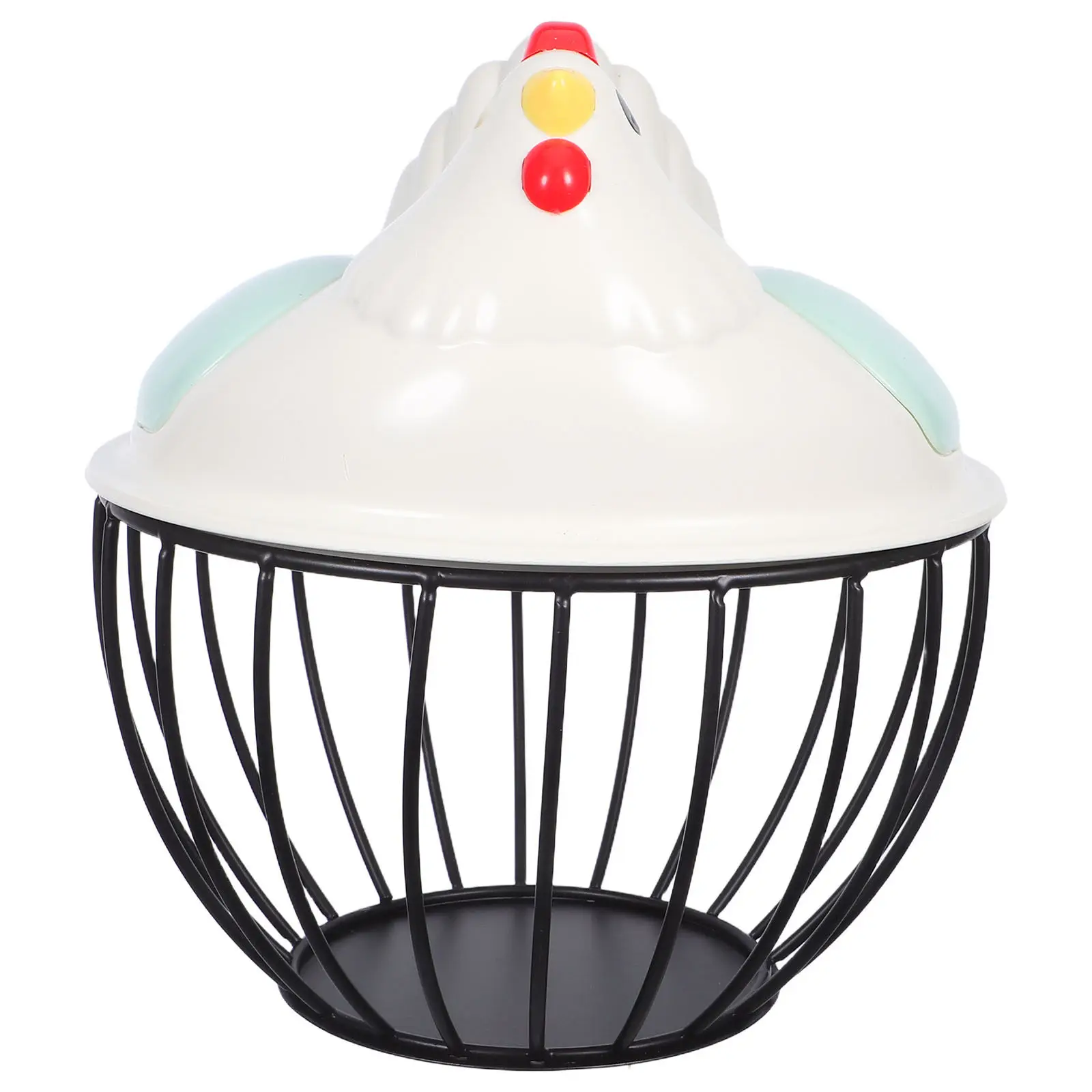 

Chicken Shaped Iron Egg Storage Basket Metal Wire Lid Countertop Organizer Farmhouse Style Fresh Egg Holder Container