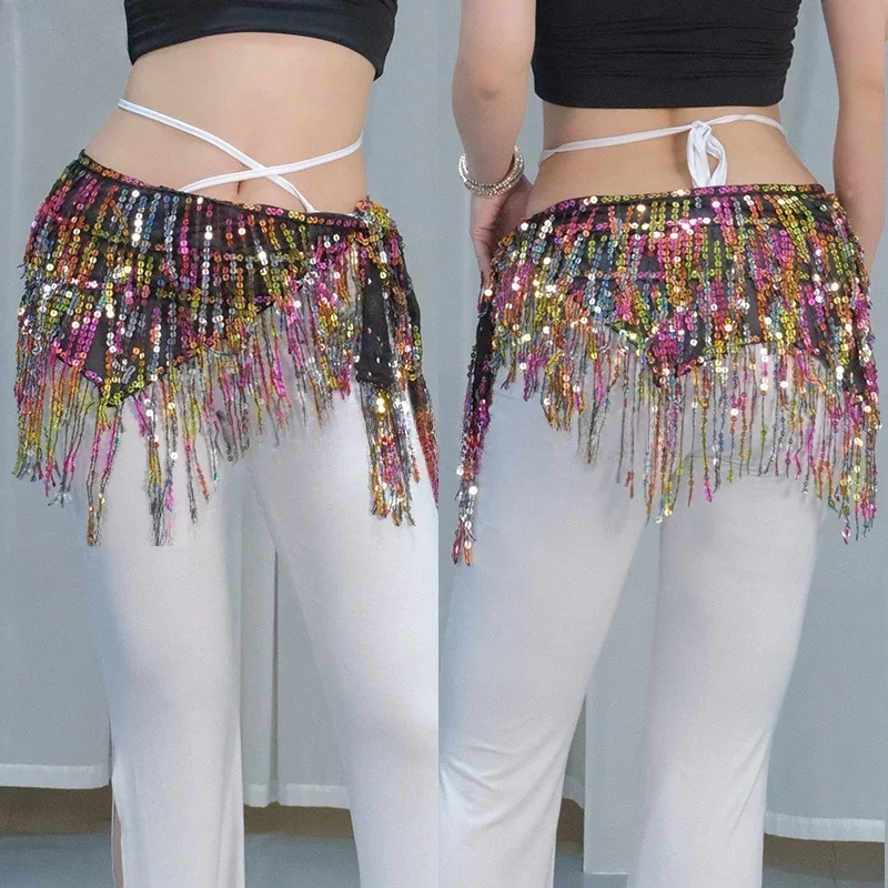 الرقص الشرقي الترتر هامش الخصر سلسلة الهندي بوهو التعادل وشاح الورك بريق تنورة تمتد النسيج الأداء #2