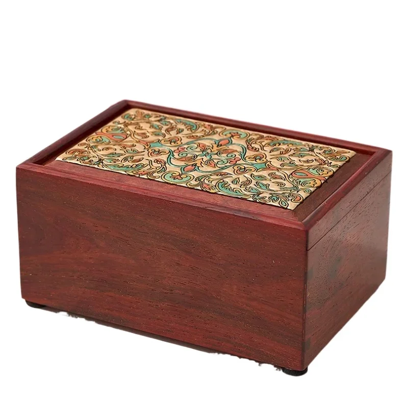 

lobular red sandalwood solid wood jewelry box pull-out storage box seal Wenwan jewelry bracelet small mahogany collection box