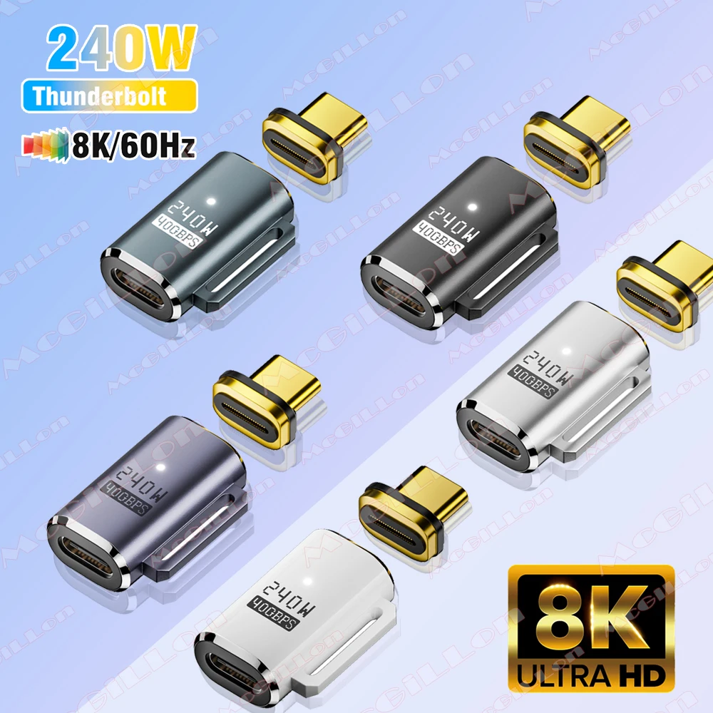 

USB4.0 Thunderbolt3/4 Magnetic USB C To Type C Adapter PD240W 40Gbps Fast Charging Magnet Charge Converter Cable 8K@60Hz Adapter