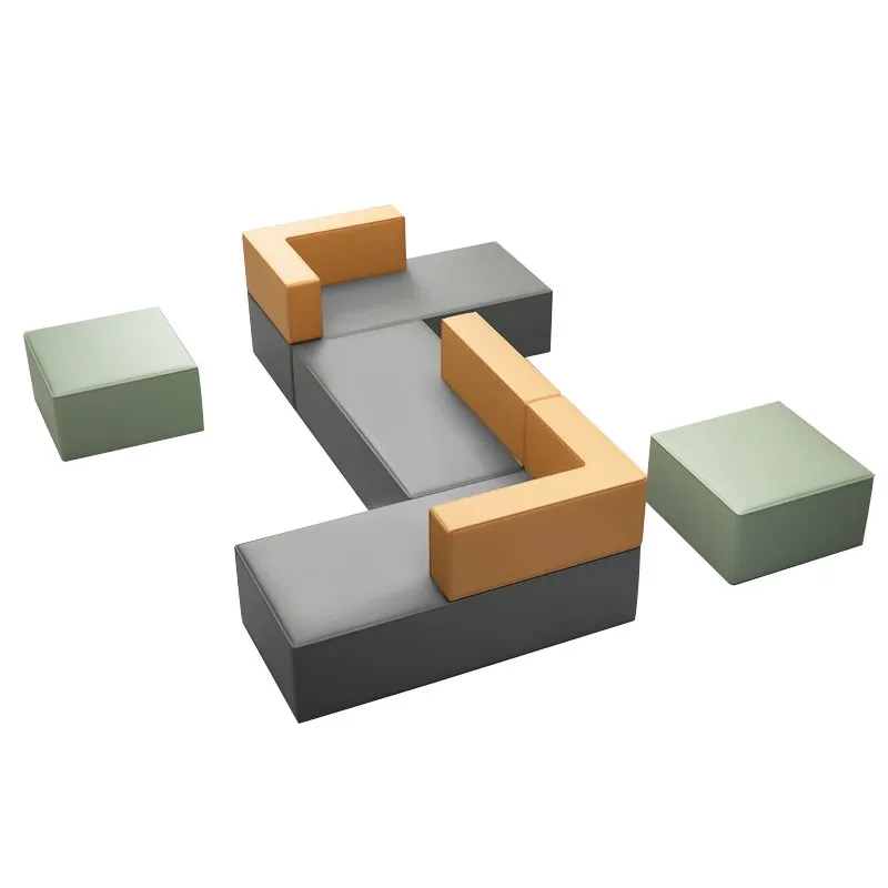 

Hot-selling creative leather office reception sofa exquisite modern minimalist style sitting area business sofa coffee table set