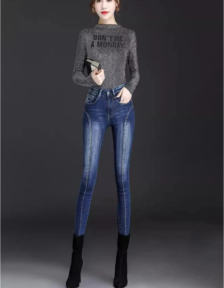 

new spring autumn office lady cotton plus size high wasit brand female women girls stretch skinny pencil jeans