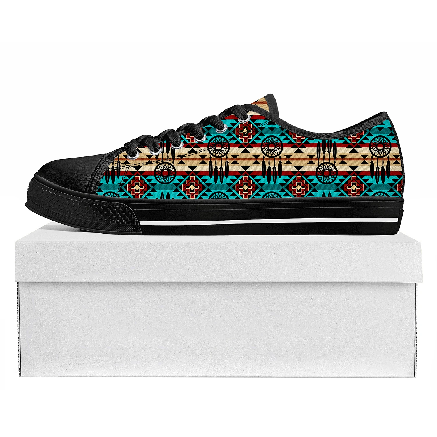 Ethnic Tribal Aztec Pattern Low Top High Quality Sneakers Mens Womens Teenager Tailor-made Canvas Sneaker Casual Couple Shoes