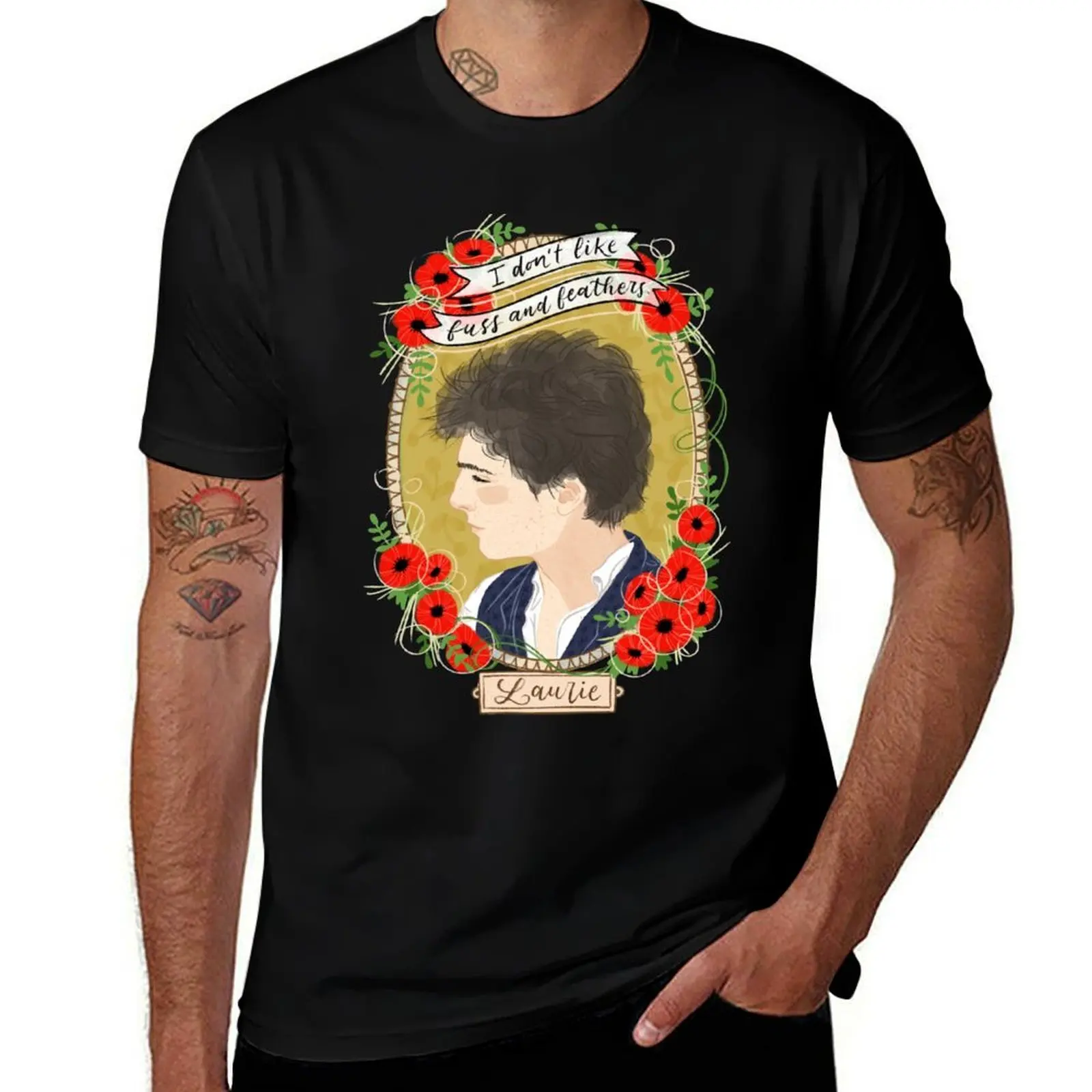 

Little Women potraits: Laurie botanical illustration T-Shirt blue archive man clothes clothing for men