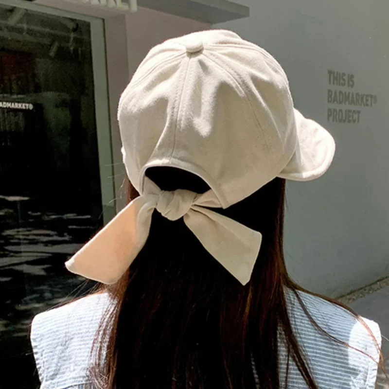 Women Summer Soft Cotton Ponytail Bucket Hat Outdoor Hat with Sun Hats Beach Fisherman Cap Adjustable Panama Bow Foldable