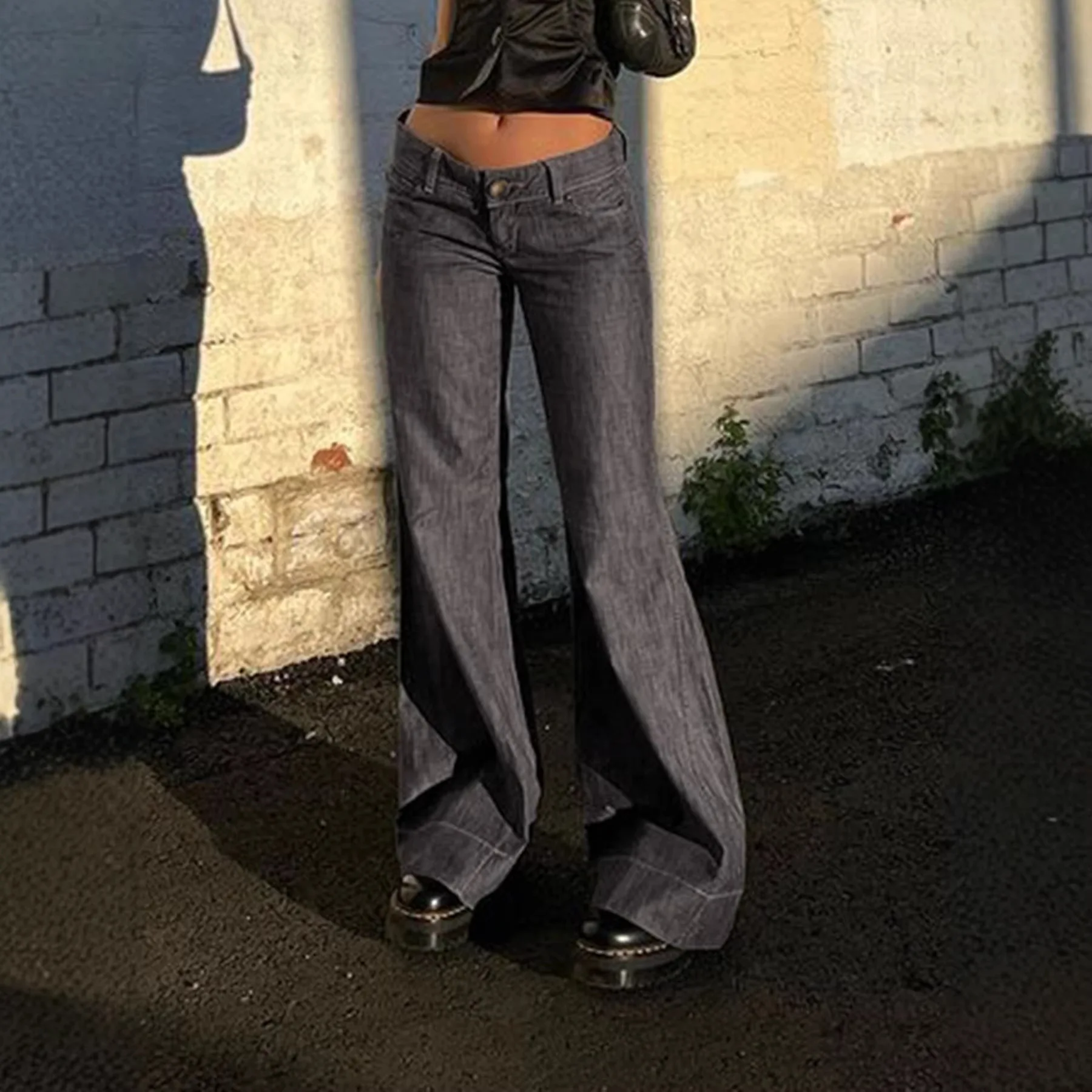 Sexy Low Waist Casual Pants for Women Pure Color Slimming Weave Long Trousers 2025 New Fashion Micro Flare Style
