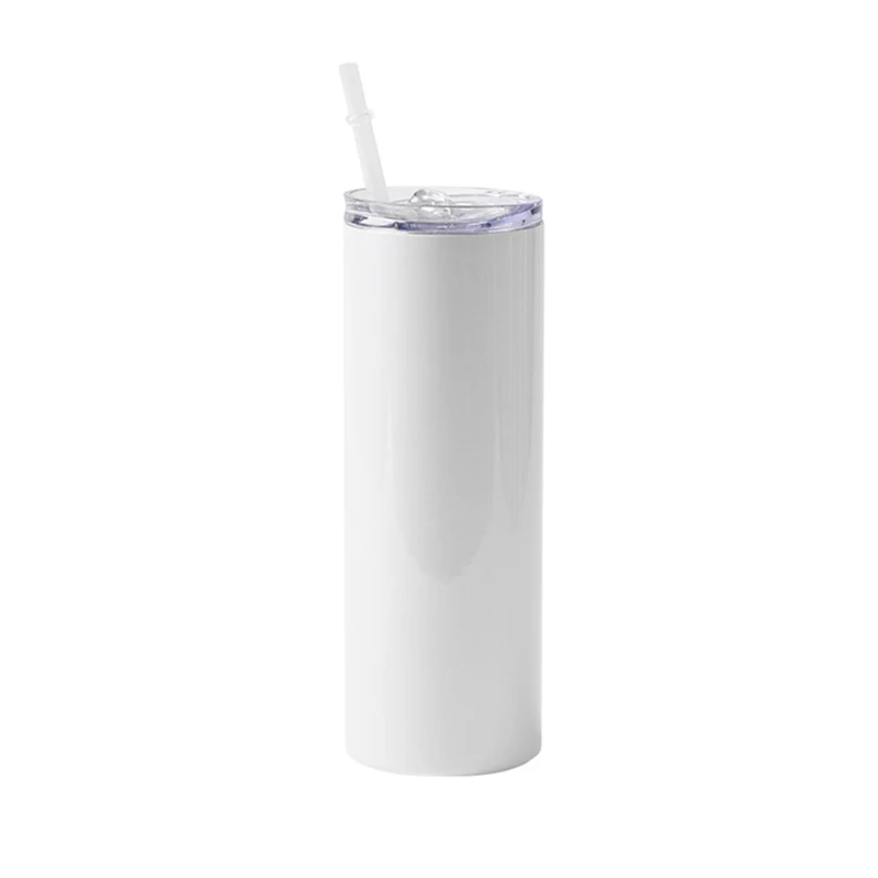 20oz Sublimation Straight Tumbler Stainless Steel Skinny Tumbler with Straw Lid Portable Bottle For Wedding Gift Cup