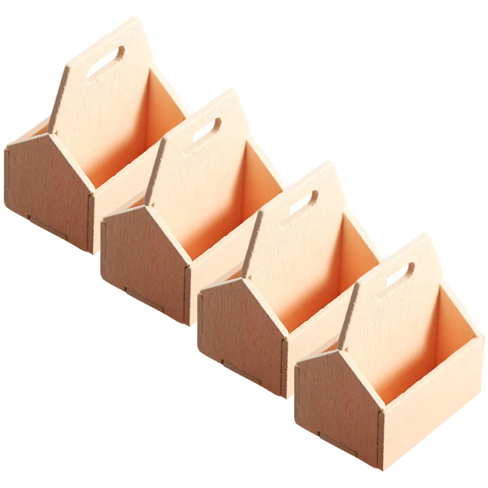 

Набор из 4 миниатюрных деревянных корзинок для хранения, аксессуары для миниатюрного дома, декор для дома, миниатюрные аксессуары для дома