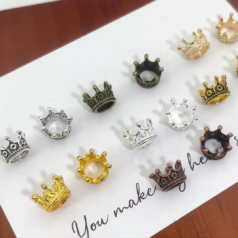 10pcs 100pcs Vintage Alloy Small Crown Spacer Beads DIY Hair Accessories Keychain Charms Decorative Jewelry Making Accessories